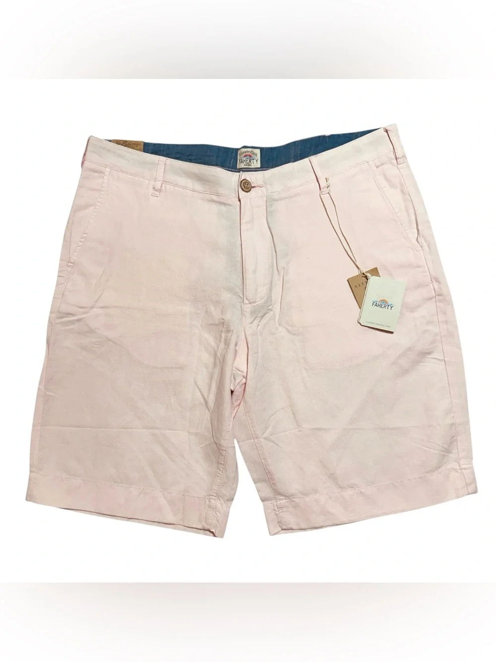 aherty NEW Men’s Malibu Pink Linen Blend Chino Shorts Sz.33 & 38 Preppy Casual